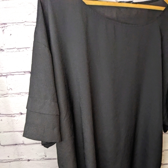 MICHEL STUDIO Semi Sheer, Black, Short Sleeve Shirt/blouse - Picture 6 of 10